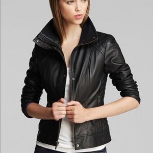 Cole Haan Black Leather Moto jacket